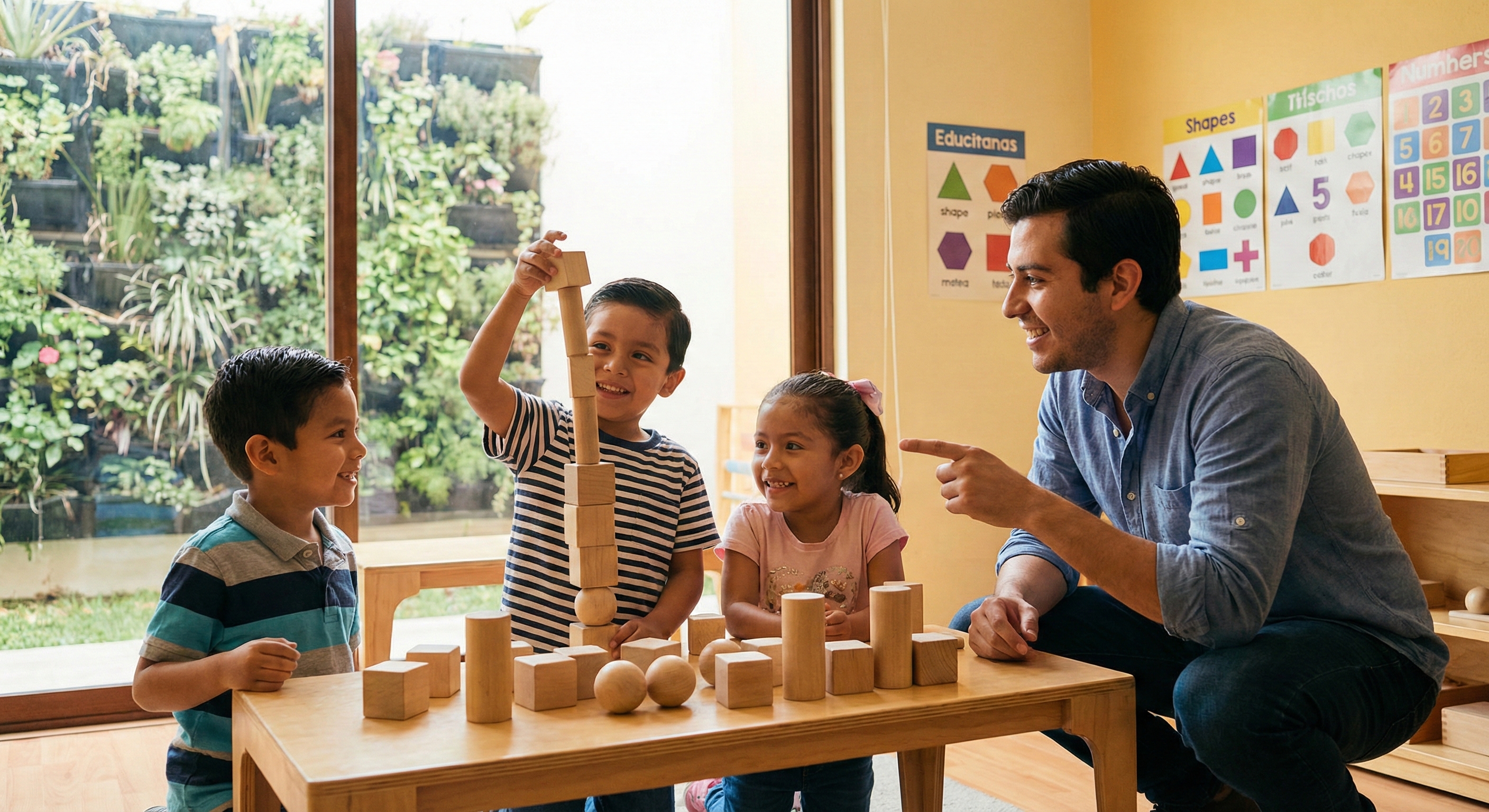 Niños de preescolar aprendiendo inglés cerca de Metro Oceanía
